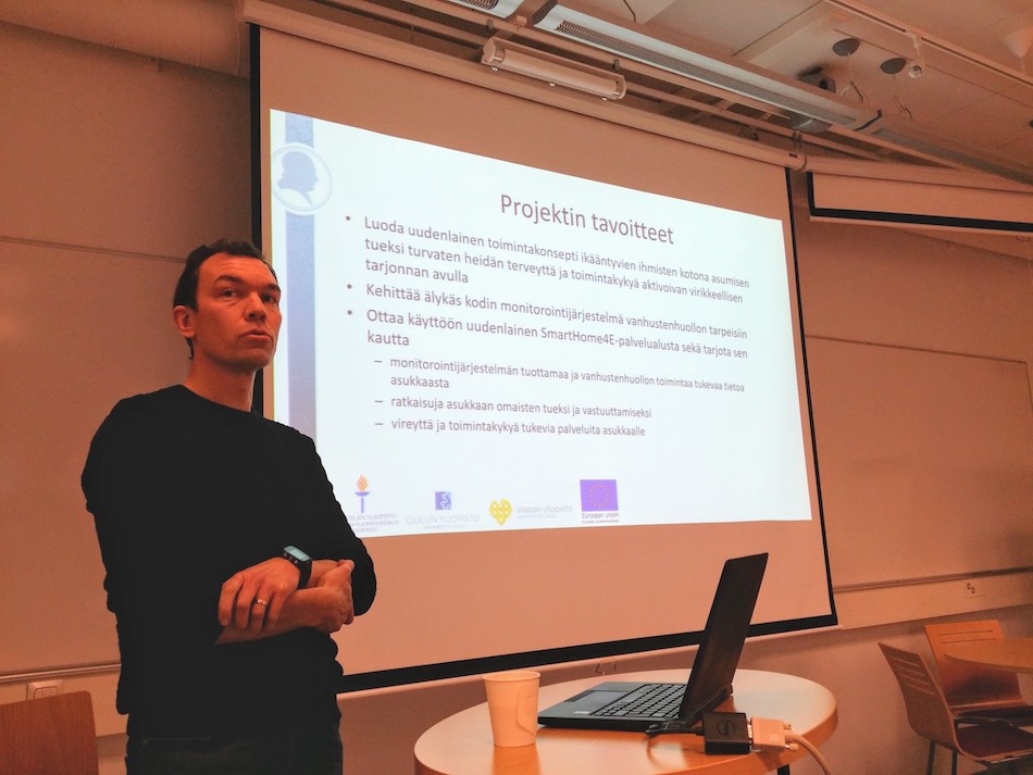 Project Manager Ilkka Kivelä giving the presentation